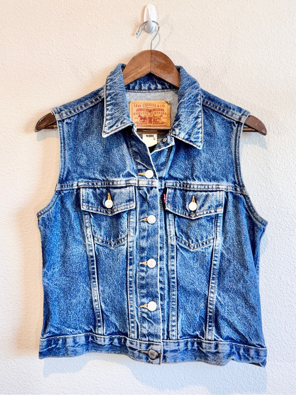 Levi's Vintage Denim Vest M Blue Trucker Western 90s Grunge Cowgirl Jean L03